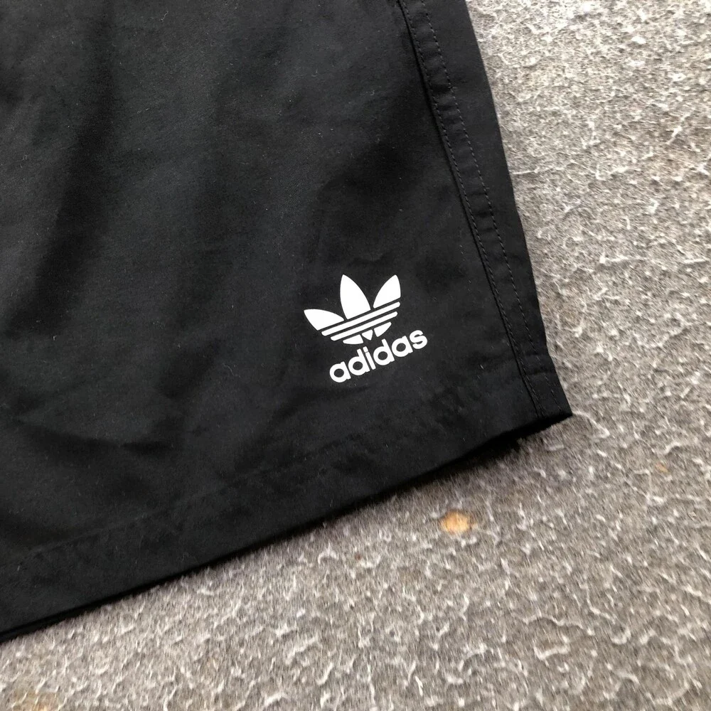 Adidas Swim Trunks Mens XL Black Mesh Lined Elastic Waist Drawstring Shorts